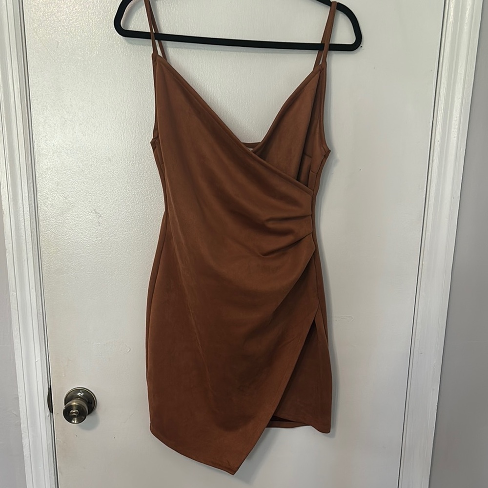 Elegant Brown Wrap Dress